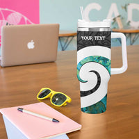 Personalised Valentine's Day New Zealand Tumbler With Handle Tui Bird Couple Kowhaiwhai Mix Pohutukawa LT14 - Polynesian Pride
