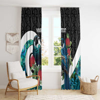 Personalised Valentine's Day New Zealand Window Curtain Tui Bird Couple Kowhaiwhai Mix Pohutukawa LT14 - Polynesian Pride