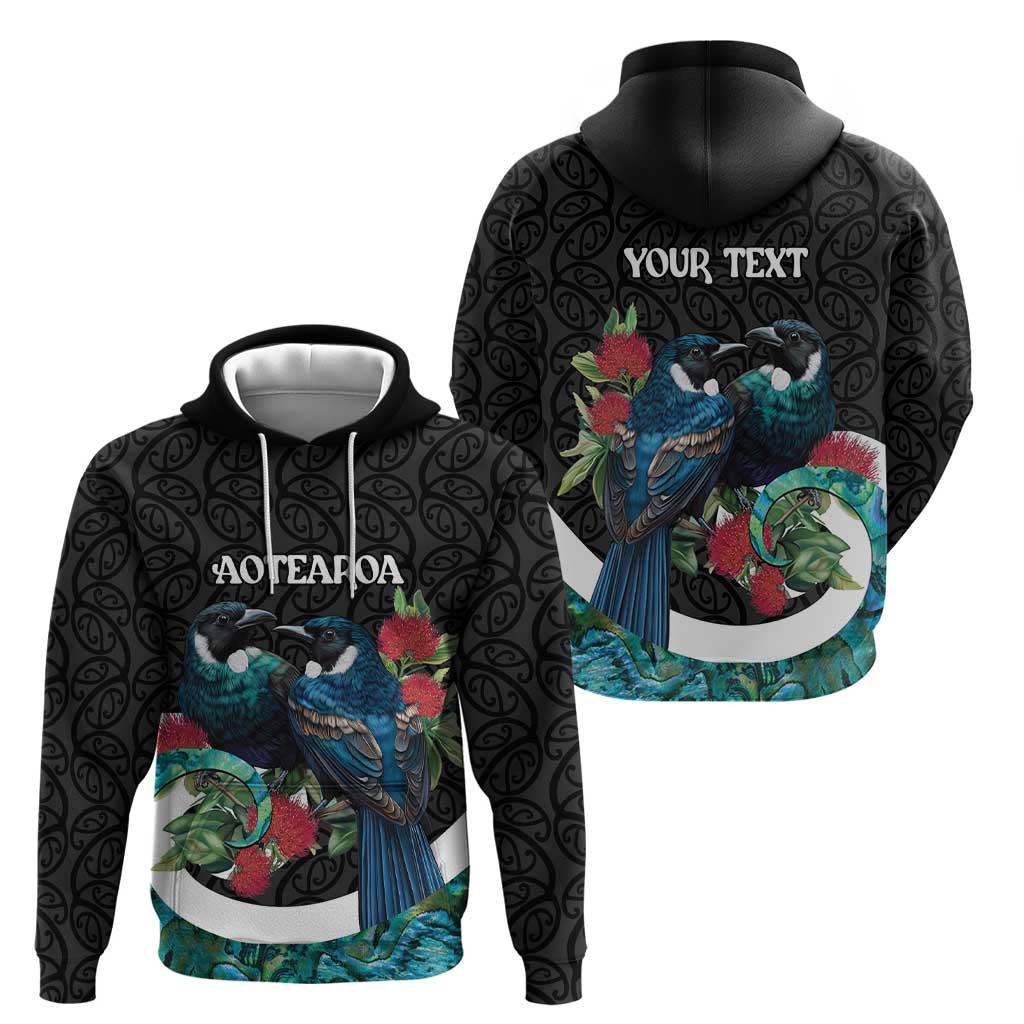 Personalised Valentine's Day New Zealand Zip Hoodie Tui Bird Couple Kowhaiwhai Mix Pohutukawa LT14 - Polynesian Pride