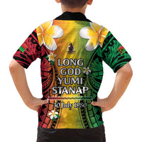 Vanuatu Independence Day Family Matching Off Shoulder Short Dress and Hawaiian Shirt Long God Yumi Stanap Happy 45th Anniversary LT14 - Polynesian Pride