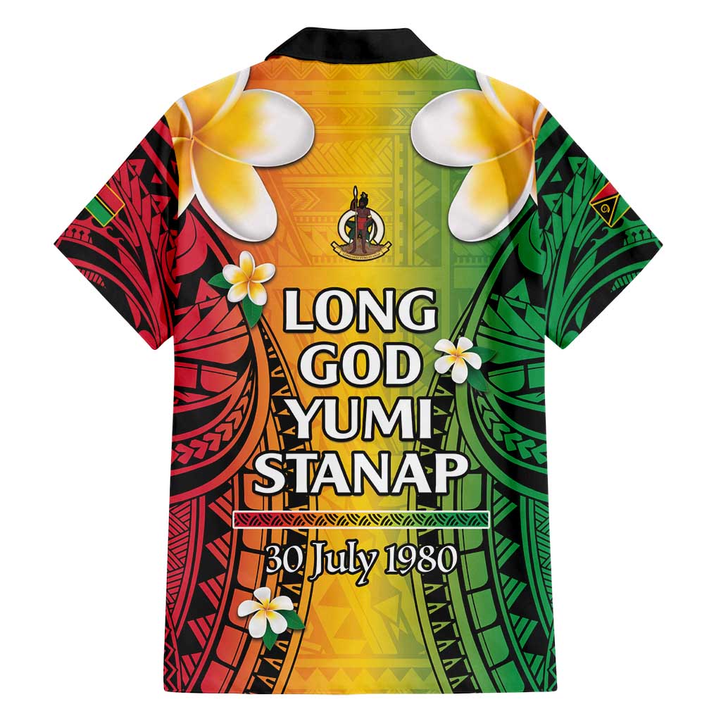 Vanuatu Independence Day Family Matching Off Shoulder Short Dress and Hawaiian Shirt Long God Yumi Stanap Happy 45th Anniversary LT14 - Polynesian Pride