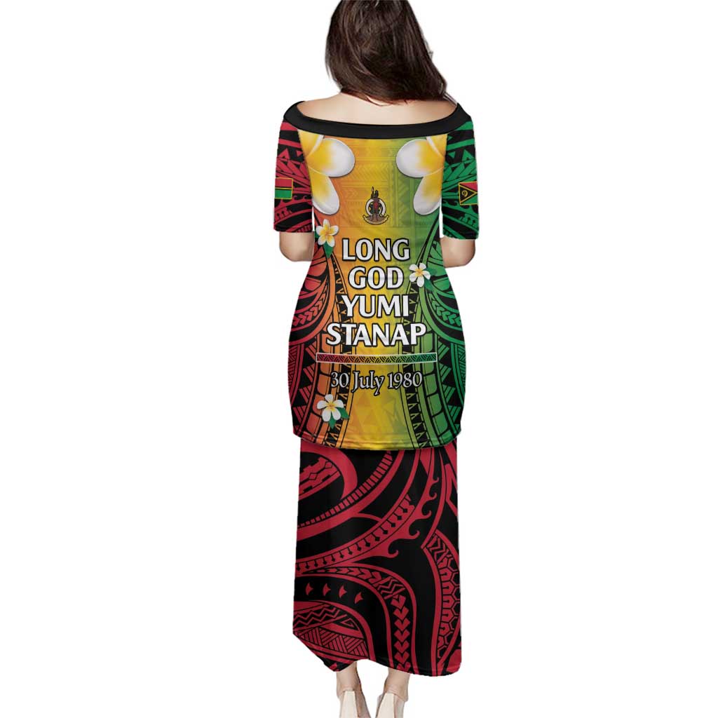 Vanuatu Independence Day Family Matching Puletasi and Hawaiian Shirt Long God Yumi Stanap Happy 45th Anniversary LT14