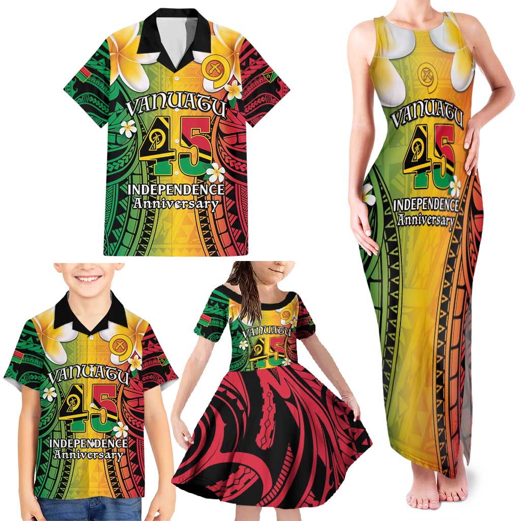 Vanuatu Independence Day Family Matching Tank Maxi Dress and Hawaiian Shirt Long God Yumi Stanap Happy 45th Anniversary LT14 - Polynesian Pride
