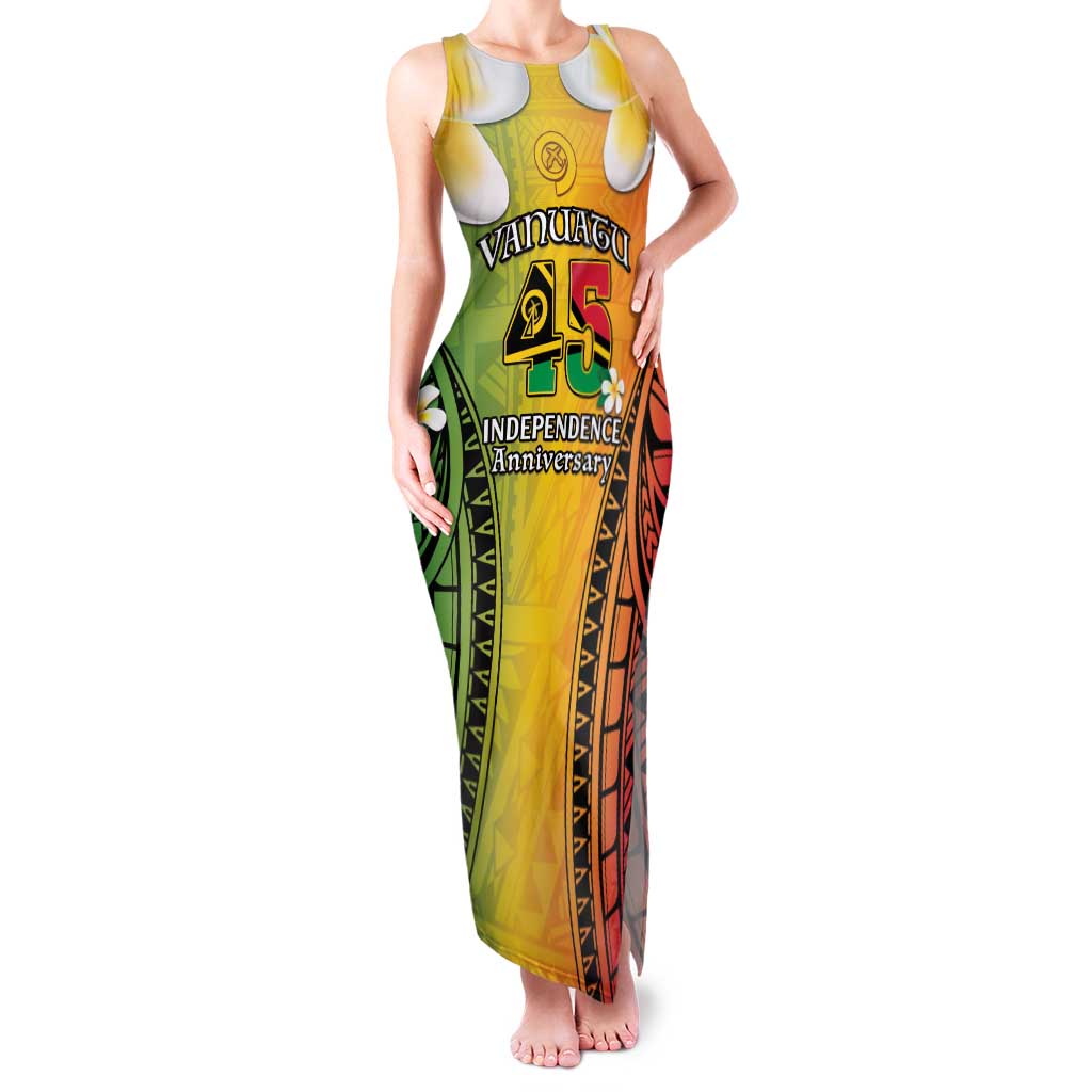 Vanuatu Independence Day Family Matching Tank Maxi Dress and Hawaiian Shirt Long God Yumi Stanap Happy 45th Anniversary LT14 Mom's Dress Reggae - Polynesian Pride
