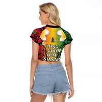 Vanuatu Independence Day Raglan Cropped T Shirt Long God Yumi Stanap Happy 45th Anniversary LT14