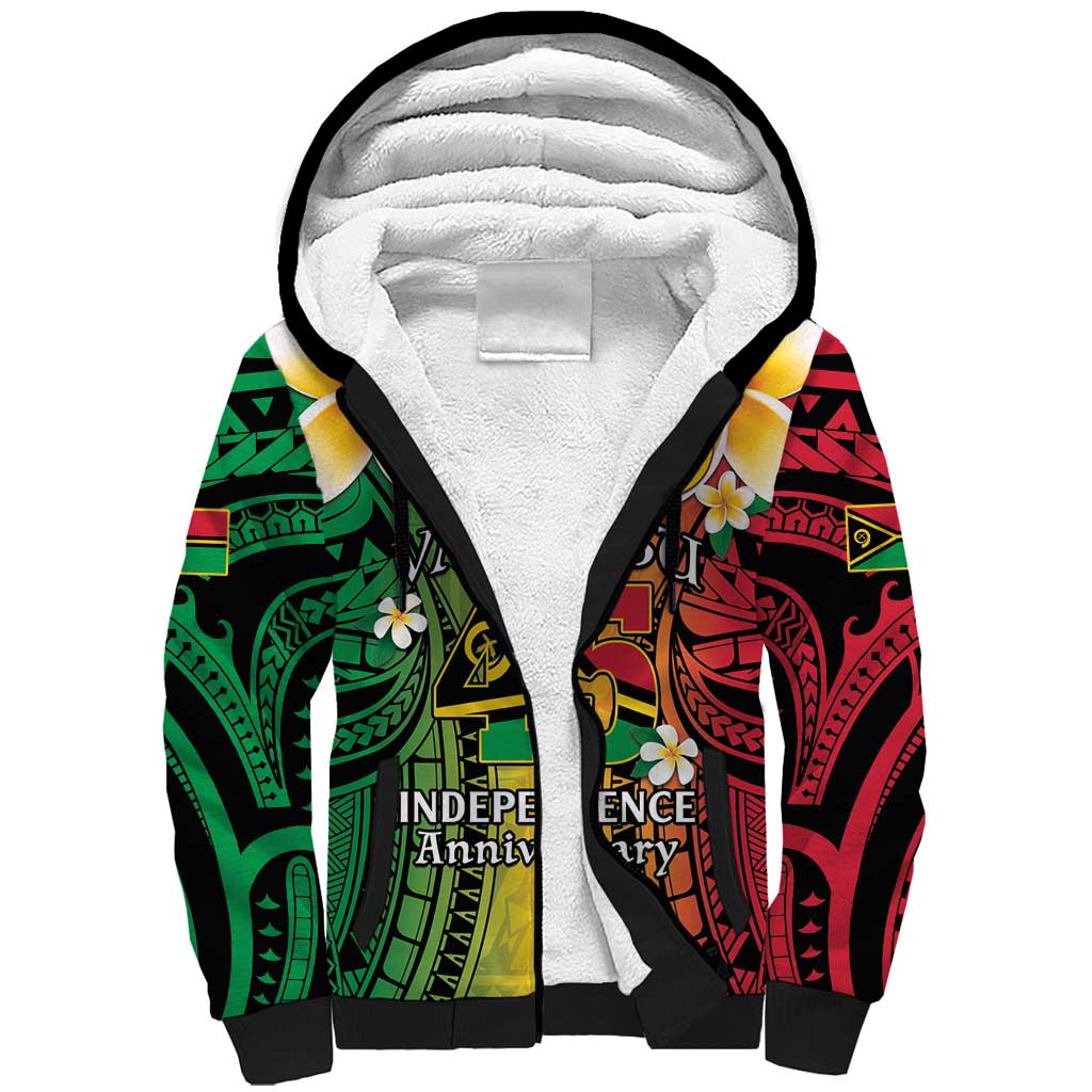 Vanuatu Independence Day Sherpa Hoodie Long God Yumi Stanap Happy 45th Anniversary LT14