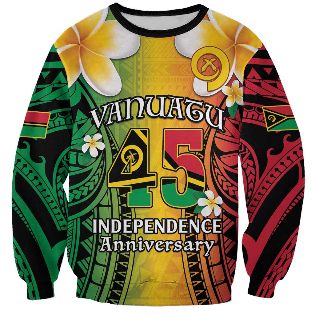 Vanuatu Independence Day Sweatshirt Long God Yumi Stanap Happy 45th Anniversary LT14