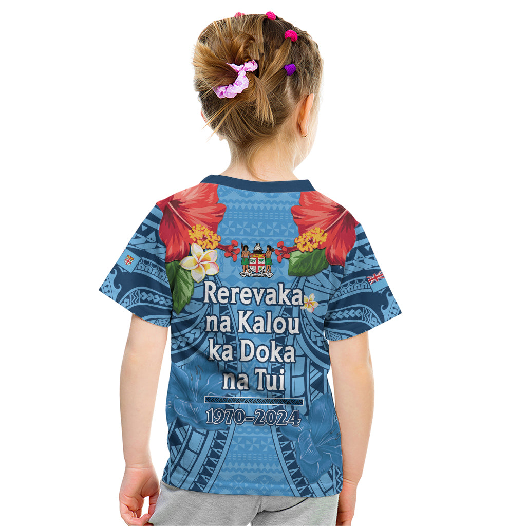 Fiji Day Kid T Shirt Happy 54 Years Of Independence Tapa Pattern Blue LT14 - Polynesian Pride