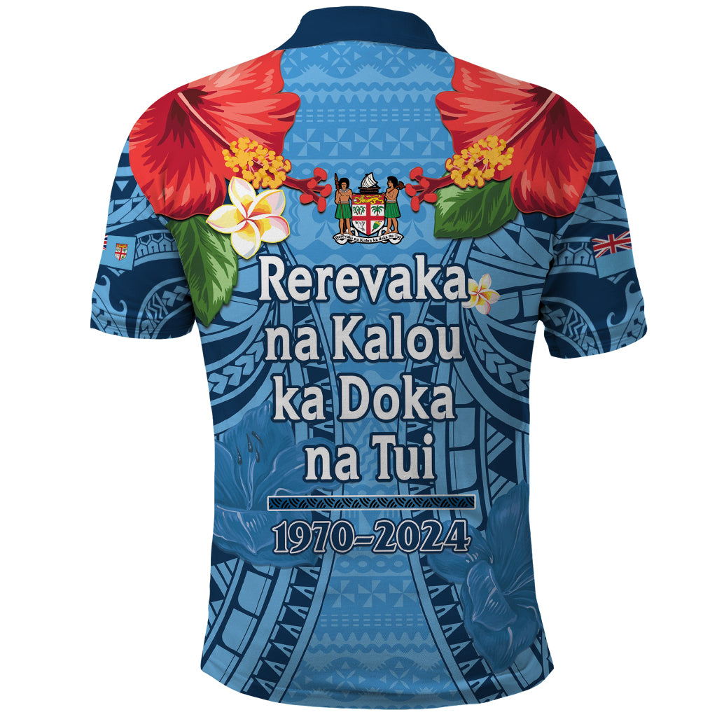 Fiji Day Polo Shirt Happy 54 Years Of Independence Tapa Pattern Blue LT14 - Polynesian Pride