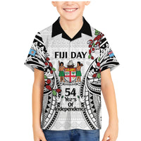 Fiji Day Family Matching Mermaid Dress and Hawaiian Shirt Happy 54 Years Of Independence Tapa Pattern White