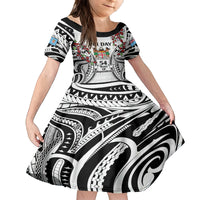 Fiji Day Family Matching Summer Maxi Dress and Hawaiian Shirt Happy 54 Years Of Independence Tapa Pattern White LT14 Daughter's Dress White - Polynesian Pride