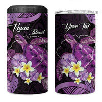 Personalised Aloha Hawaii Kauai Island 4 in 1 Can Cooler Tumbler Garden Isle Map Sea Turtle Plumeria LT14 One Size: 16 oz Purple - Polynesian Pride