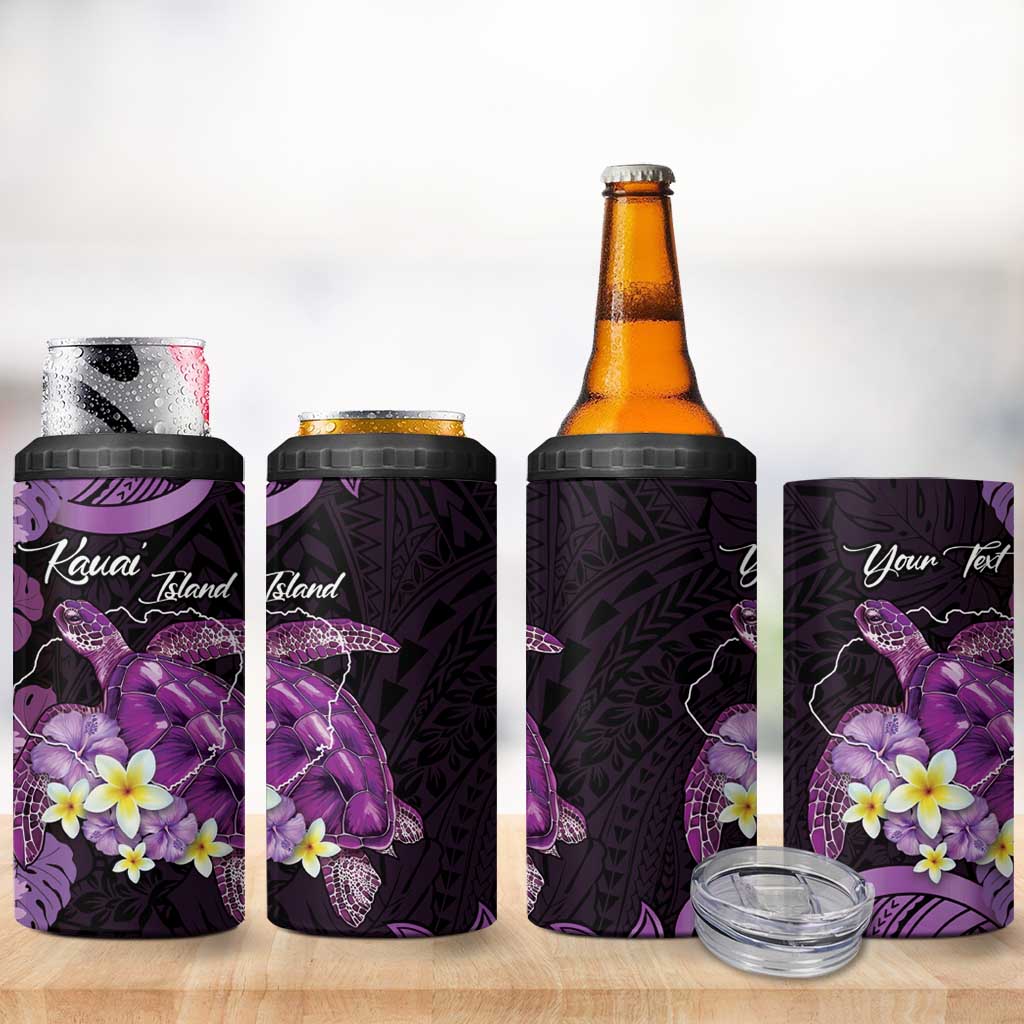 Personalised Aloha Hawaii Kauai Island 4 in 1 Can Cooler Tumbler Garden Isle Map Sea Turtle Plumeria LT14 - Polynesian Pride