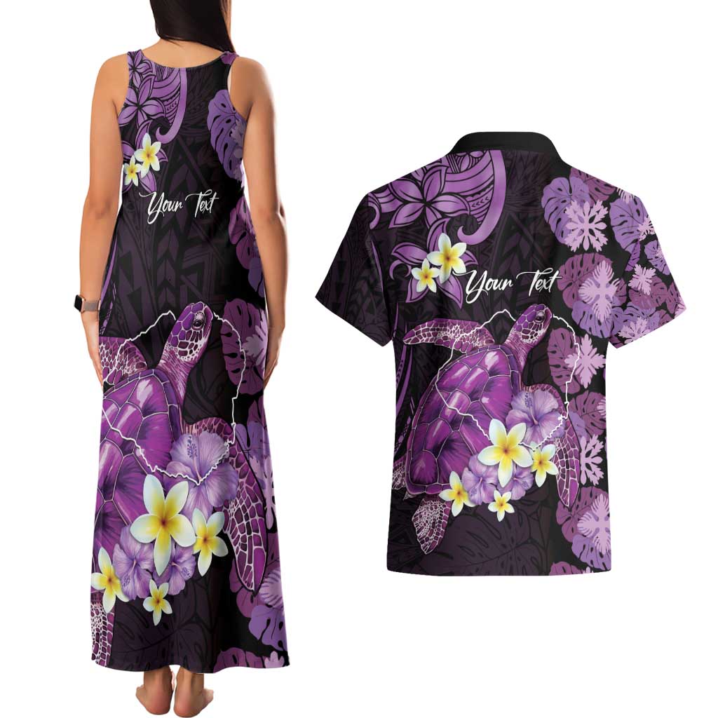 Personalised Aloha Hawaii Kauai Island Couples Matching Tank Maxi Dress and Hawaiian Shirt Garden Isle Map Sea Turtle Plumeria LT14 - Polynesian Pride