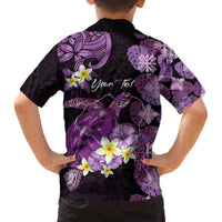 Personalised Aloha Hawaii Kauai Island Family Matching Off The Shoulder Long Sleeve Dress and Hawaiian Shirt Garden Isle Map Sea Turtle Plumeria LT14 - Polynesian Pride