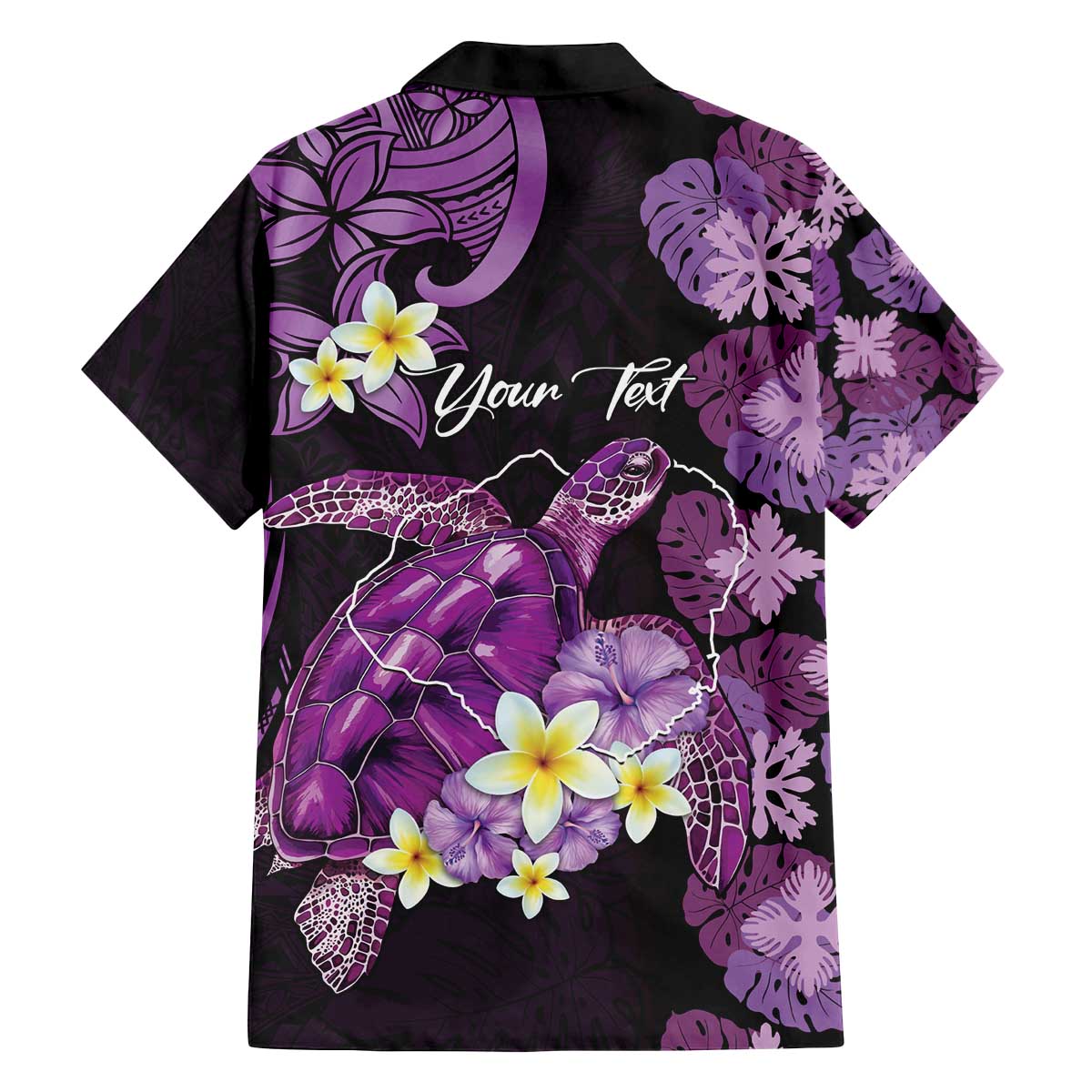 Personalised Aloha Hawaii Kauai Island Family Matching Off The Shoulder Long Sleeve Dress and Hawaiian Shirt Garden Isle Map Sea Turtle Plumeria LT14 - Polynesian Pride