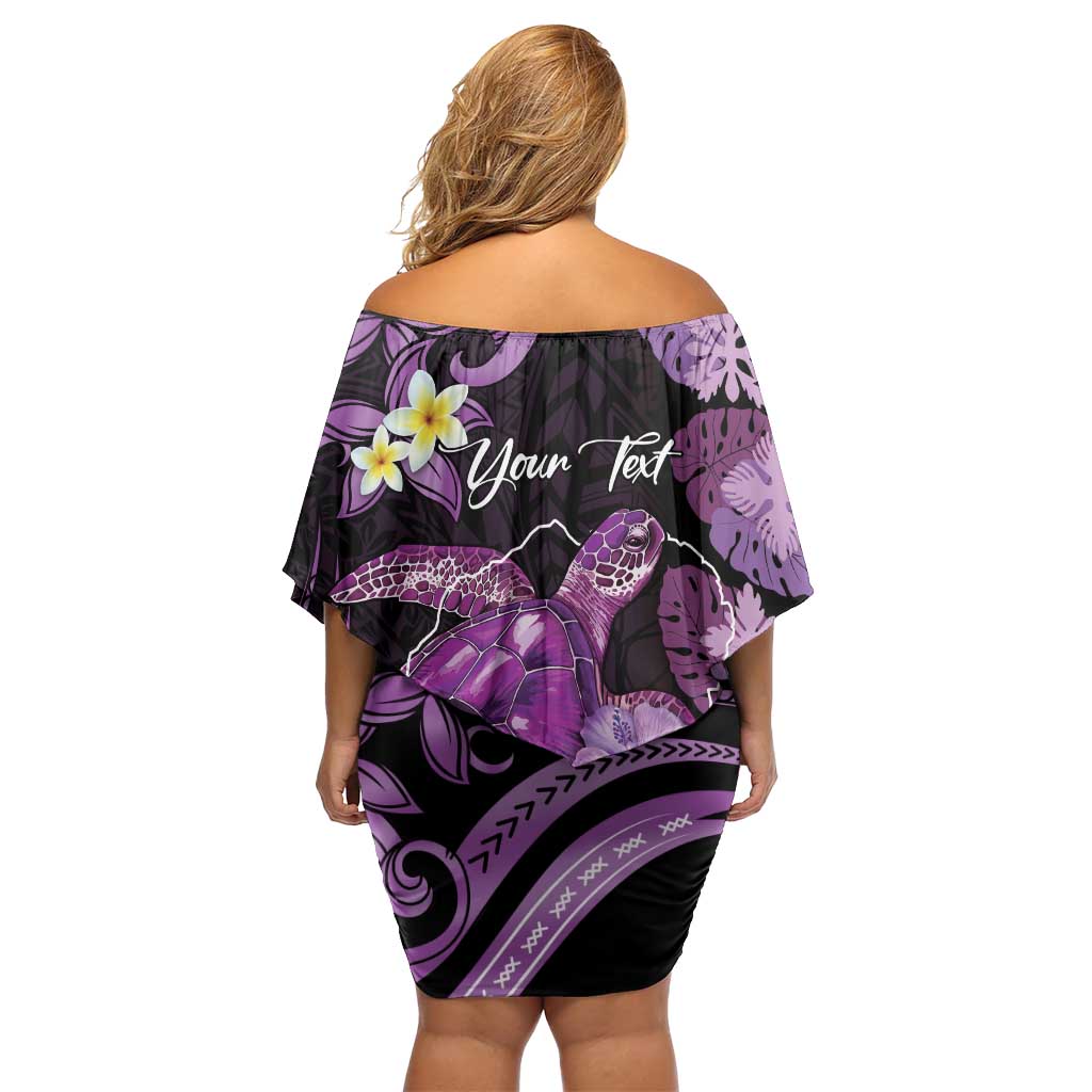 Personalised Aloha Hawaii Kauai Island Family Matching Off Shoulder Short Dress and Hawaiian Shirt Garden Isle Map Sea Turtle Plumeria LT14 - Polynesian Pride