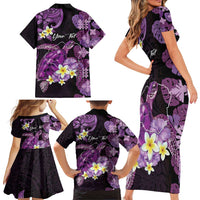 Personalised Aloha Hawaii Kauai Island Family Matching Short Sleeve Bodycon Dress and Hawaiian Shirt Garden Isle Map Sea Turtle Plumeria LT14 - Polynesian Pride