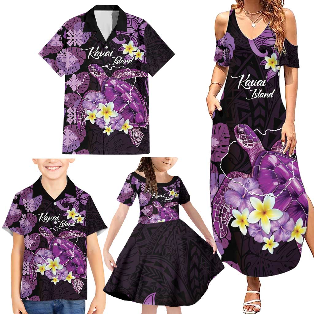 Personalised Aloha Hawaii Kauai Island Family Matching Summer Maxi Dress and Hawaiian Shirt Garden Isle Map Sea Turtle Plumeria LT14 - Polynesian Pride