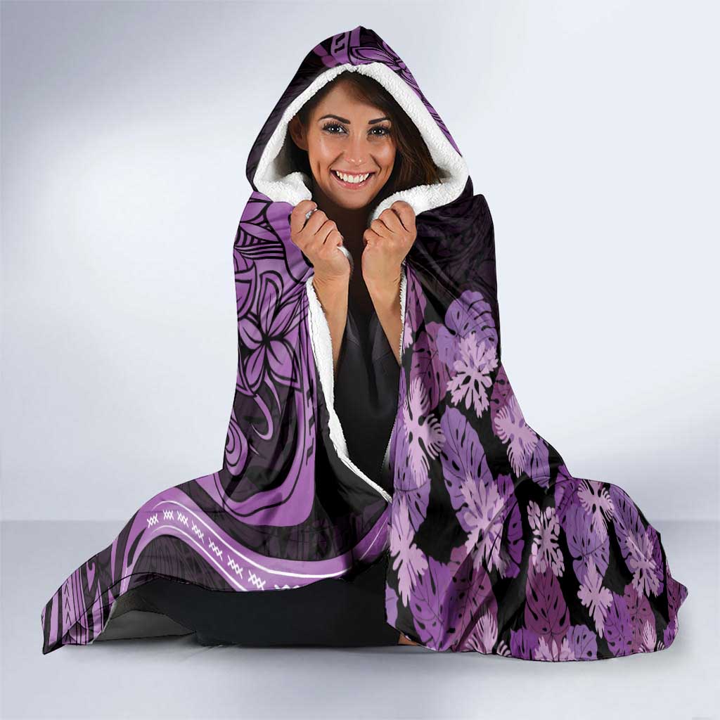 Personalised Aloha Hawaii Kauai Island Hooded Blanket Garden Isle Map Sea Turtle Plumeria
