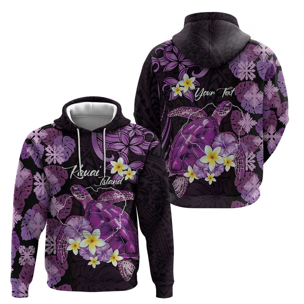 Personalised Aloha Hawaii Kauai Island Hoodie Garden Isle Map Sea Turtle Plumeria