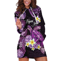 Personalised Aloha Hawaii Kauai Island Hoodie Dress Garden Isle Map Sea Turtle Plumeria LT14 Purple - Polynesian Pride