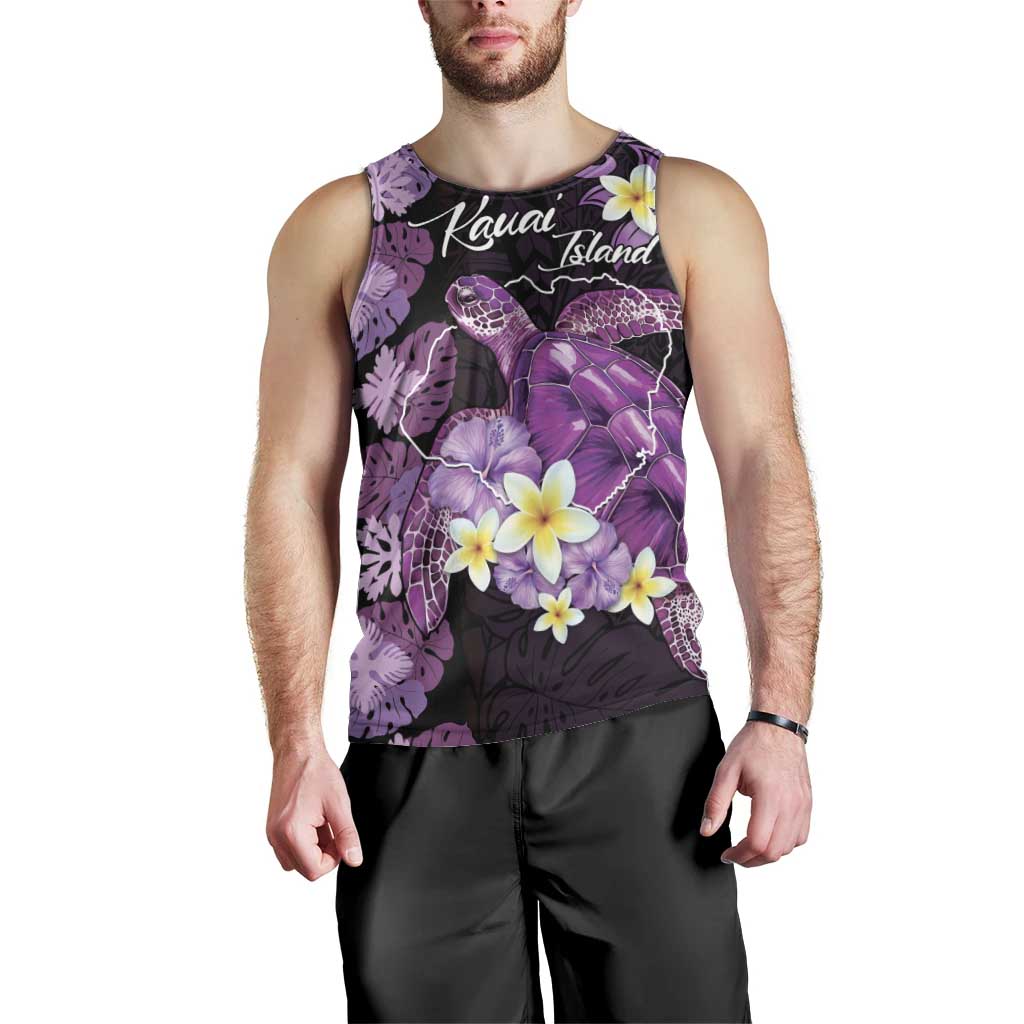 Personalised Aloha Hawaii Kauai Island Men Tank Top Garden Isle Map Sea Turtle Plumeria