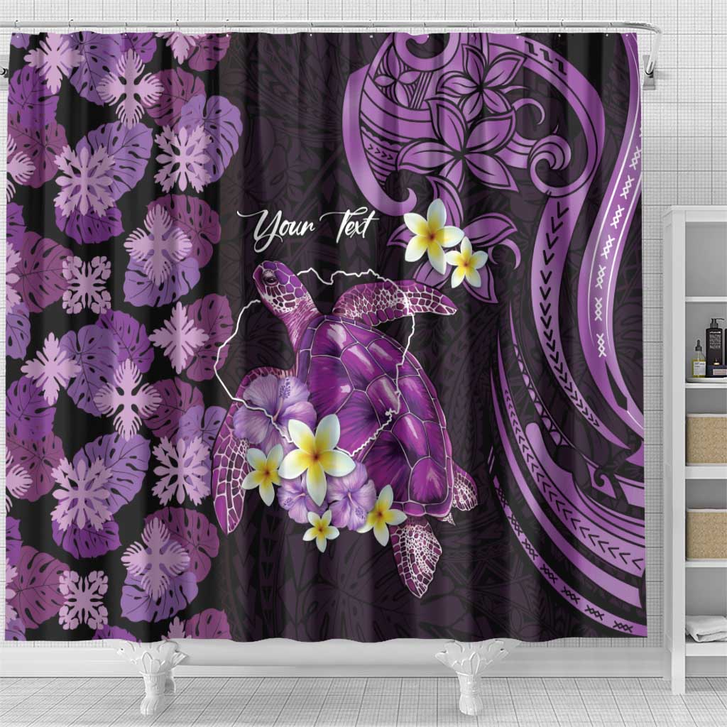 Personalised Aloha Hawaii Kauai Island Shower Curtain Garden Isle Map Sea Turtle Plumeria