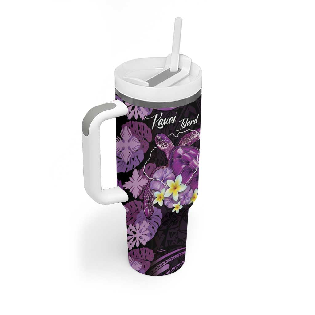 Personalised Aloha Hawaii Kauai Island Tumbler With Handle Garden Isle Map Sea Turtle Plumeria