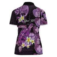 Personalised Aloha Hawaii Kauai Island Women Polo Shirt Garden Isle Map Sea Turtle Plumeria LT14 - Polynesian Pride