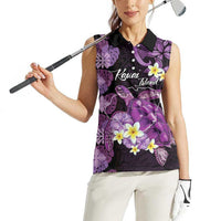 Personalised Aloha Hawaii Kauai Island Women Sleeveless Polo Shirt Garden Isle Map Sea Turtle Plumeria LT14 - Polynesian Pride
