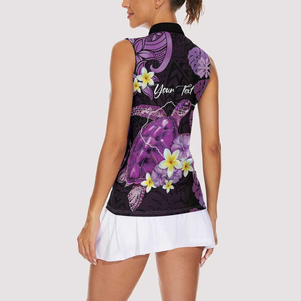 Personalised Aloha Hawaii Kauai Island Women Sleeveless Polo Shirt Garden Isle Map Sea Turtle Plumeria LT14 - Polynesian Pride
