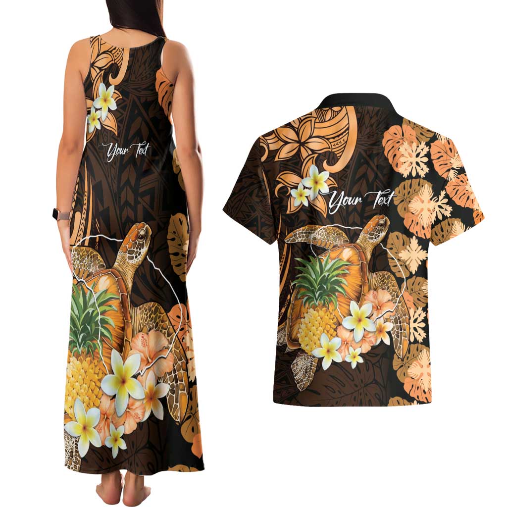 Personalised Aloha Hawaii Lanai Island Couples Matching Tank Maxi Dress and Hawaiian Shirt Pineapple Isle Map Sea Turtle Plumeria LT14 - Polynesian Pride
