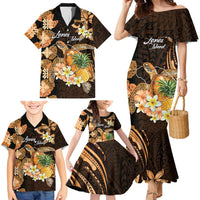 Personalised Aloha Hawaii Lanai Island Family Matching Mermaid Dress and Hawaiian Shirt Pineapple Isle Map Sea Turtle Plumeria LT14 - Polynesian Pride