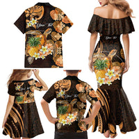 Personalised Aloha Hawaii Lanai Island Family Matching Mermaid Dress and Hawaiian Shirt Pineapple Isle Map Sea Turtle Plumeria LT14 - Polynesian Pride