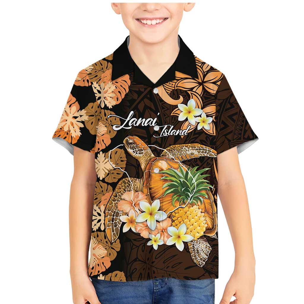 Personalised Aloha Hawaii Lanai Island Family Matching Mermaid Dress and Hawaiian Shirt Pineapple Isle Map Sea Turtle Plumeria LT14 Son's Shirt Orange - Polynesian Pride