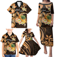 Personalised Aloha Hawaii Lanai Island Family Matching Puletasi and Hawaiian Shirt Pineapple Isle Map Sea Turtle Plumeria LT14 - Polynesian Pride