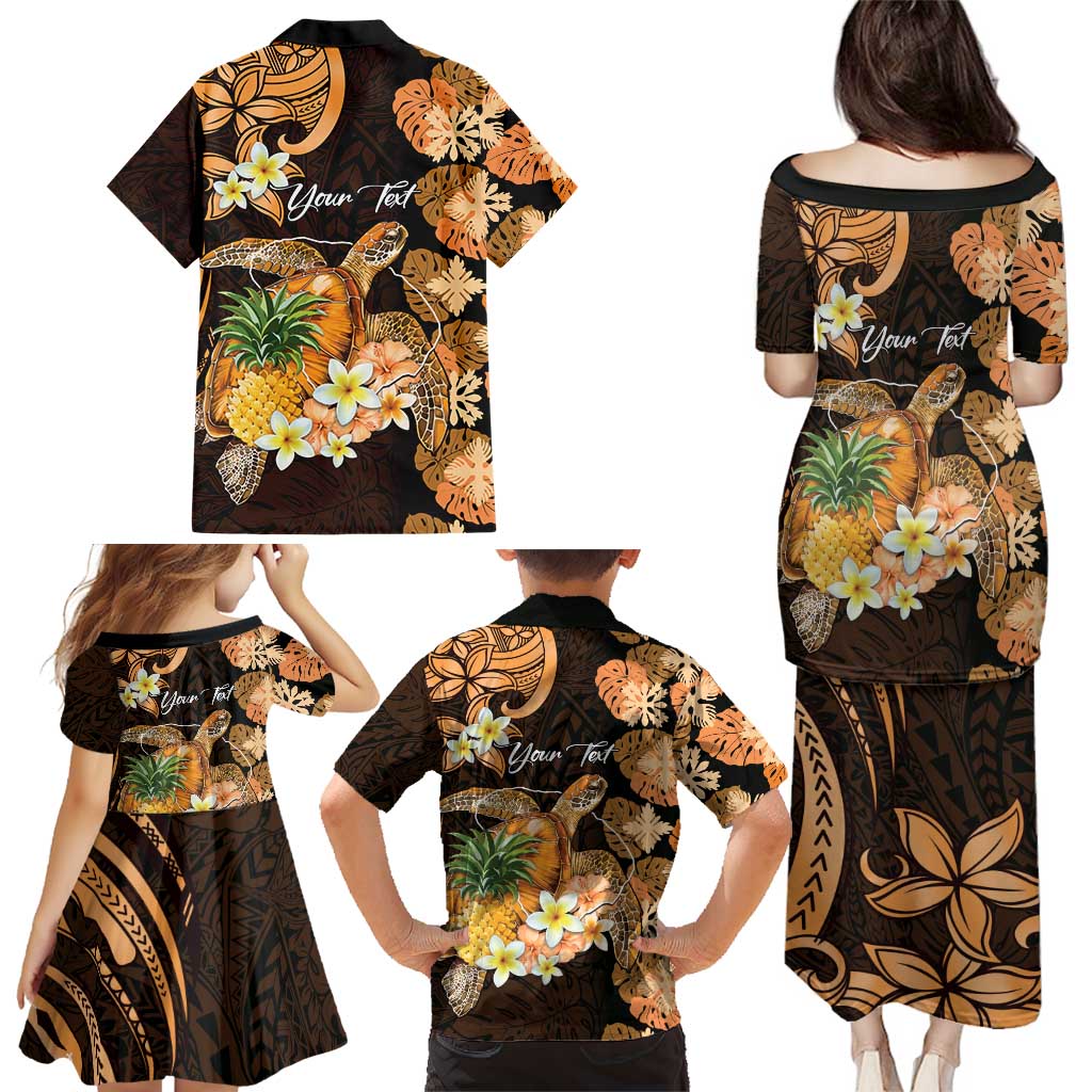 Personalised Aloha Hawaii Lanai Island Family Matching Puletasi and Hawaiian Shirt Pineapple Isle Map Sea Turtle Plumeria LT14 - Polynesian Pride