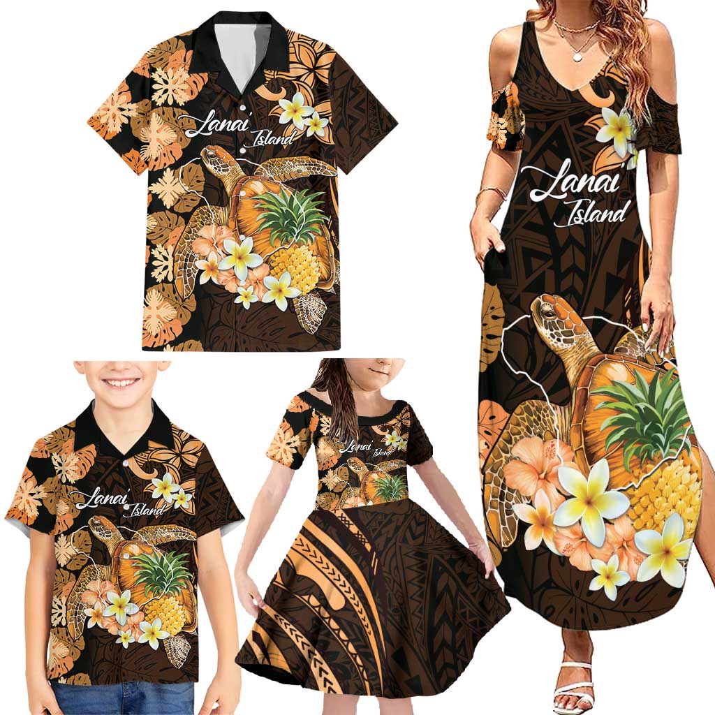 Personalised Aloha Hawaii Lanai Island Family Matching Summer Maxi Dress and Hawaiian Shirt Pineapple Isle Map Sea Turtle Plumeria LT14 - Polynesian Pride