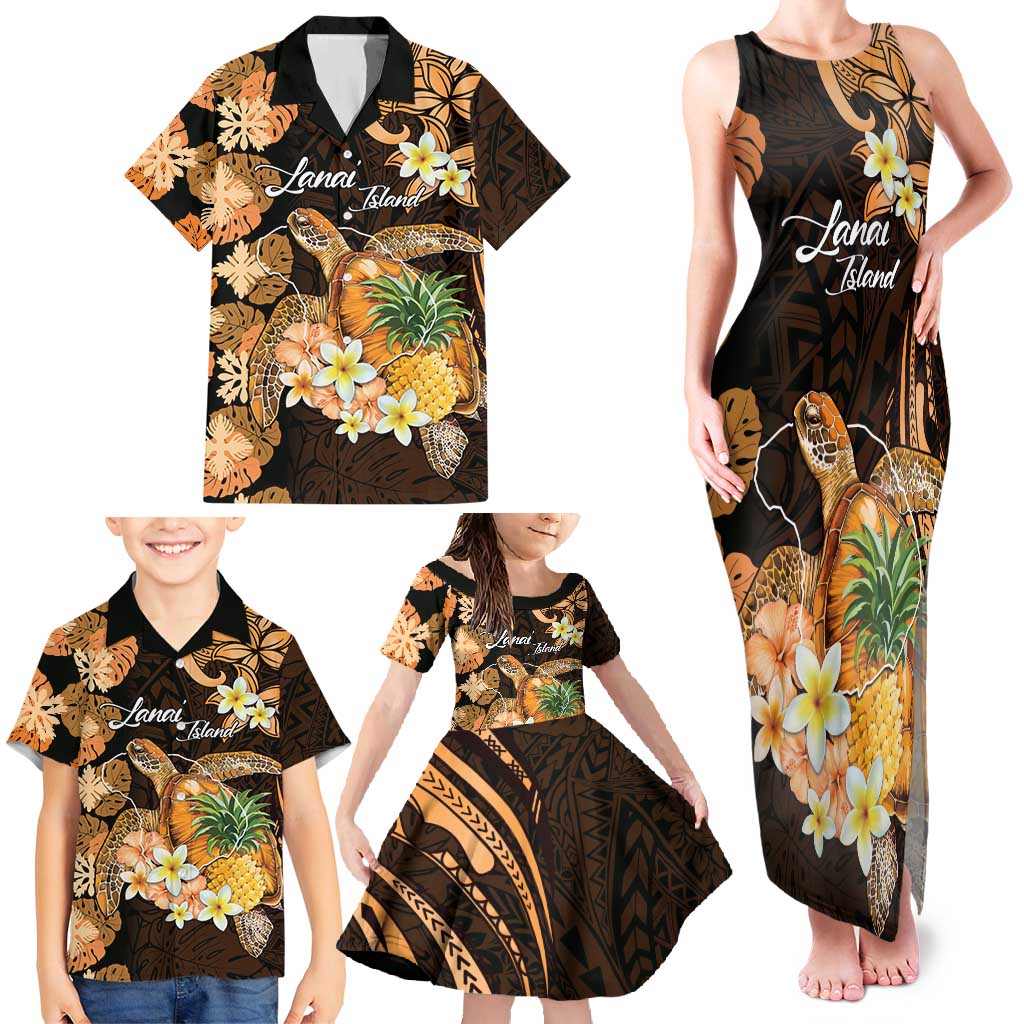 Personalised Aloha Hawaii Lanai Island Family Matching Tank Maxi Dress and Hawaiian Shirt Pineapple Isle Map Sea Turtle Plumeria LT14 - Polynesian Pride