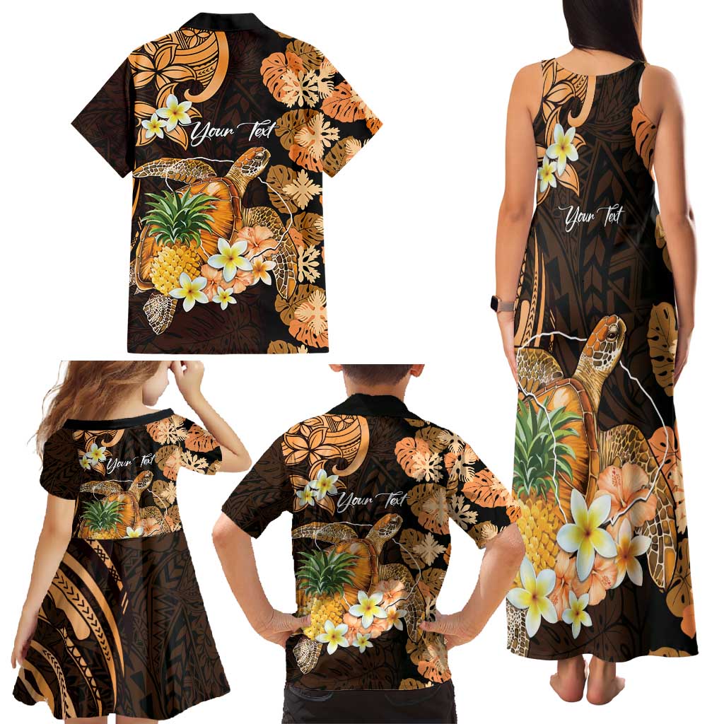 Personalised Aloha Hawaii Lanai Island Family Matching Tank Maxi Dress and Hawaiian Shirt Pineapple Isle Map Sea Turtle Plumeria LT14 - Polynesian Pride