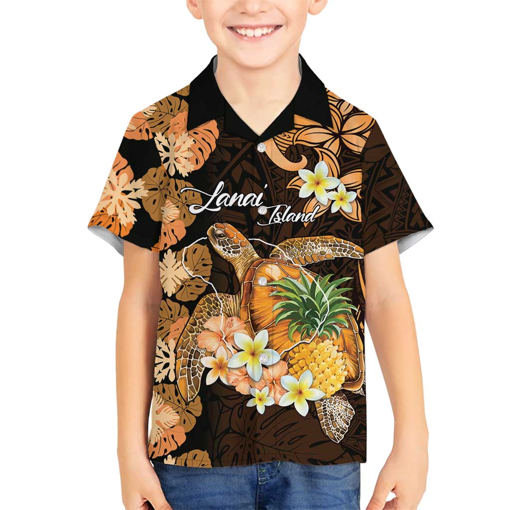 Personalised Aloha Hawaii Lanai Island Family Matching Tank Maxi Dress and Hawaiian Shirt Pineapple Isle Map Sea Turtle Plumeria LT14 Son's Shirt Orange - Polynesian Pride