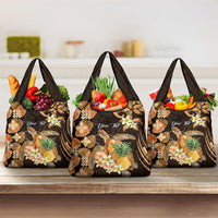 Personalised Aloha Hawaii Lanai Island Grocery Bag Pineapple Isle Map Sea Turtle Plumeria