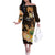 Personalised Aloha Hawaii Lanai Island Off The Shoulder Long Sleeve Dress Pineapple Isle Map Sea Turtle Plumeria
