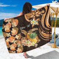 Personalised Aloha Hawaii Lanai Island Sarong Pineapple Isle Map Sea Turtle Plumeria