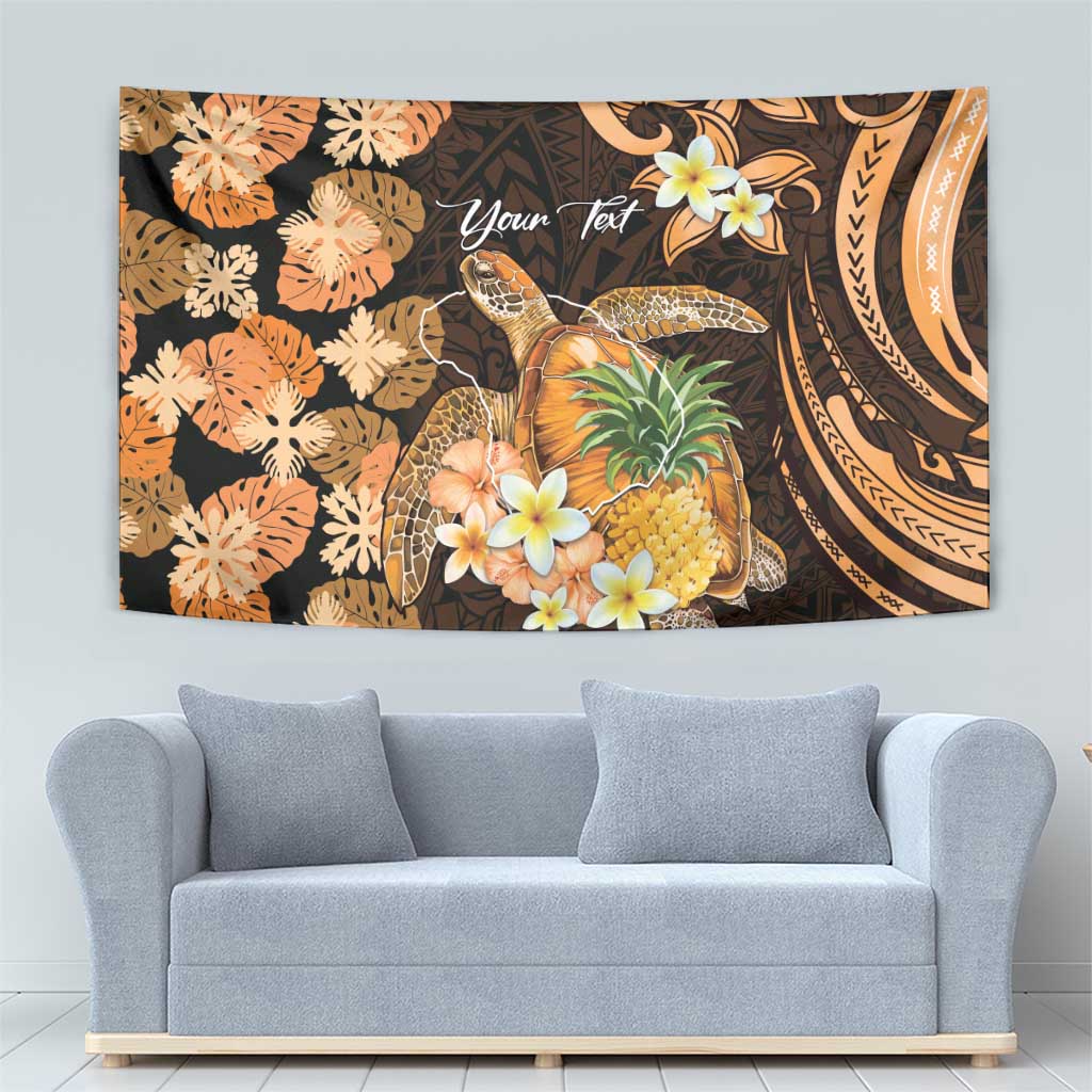 Personalised Aloha Hawaii Lanai Island Tapestry Pineapple Isle Map Sea Turtle Plumeria LT14 - Polynesian Pride