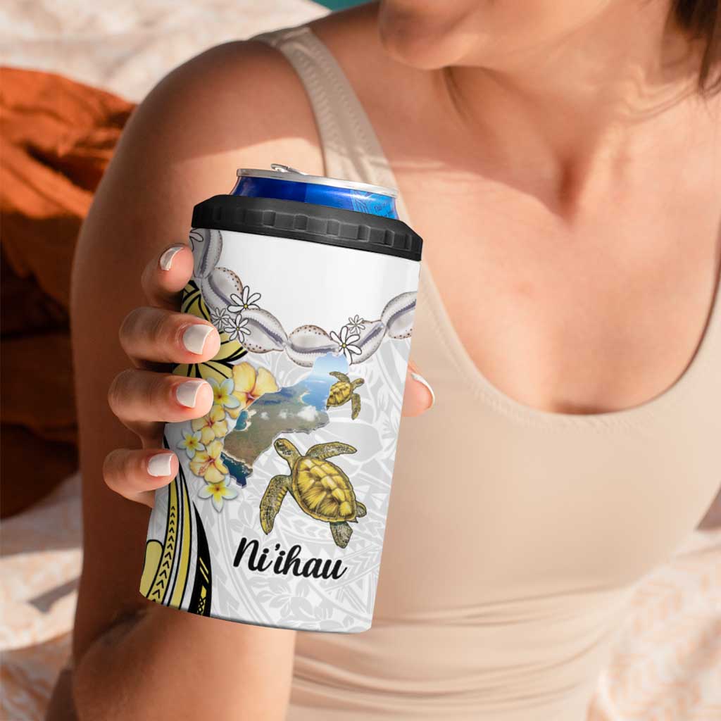 Personalised Aloha Hawaii Niihau Island 4 in 1 Can Cooler Tumbler Forbidden Isle Map Shell Lei