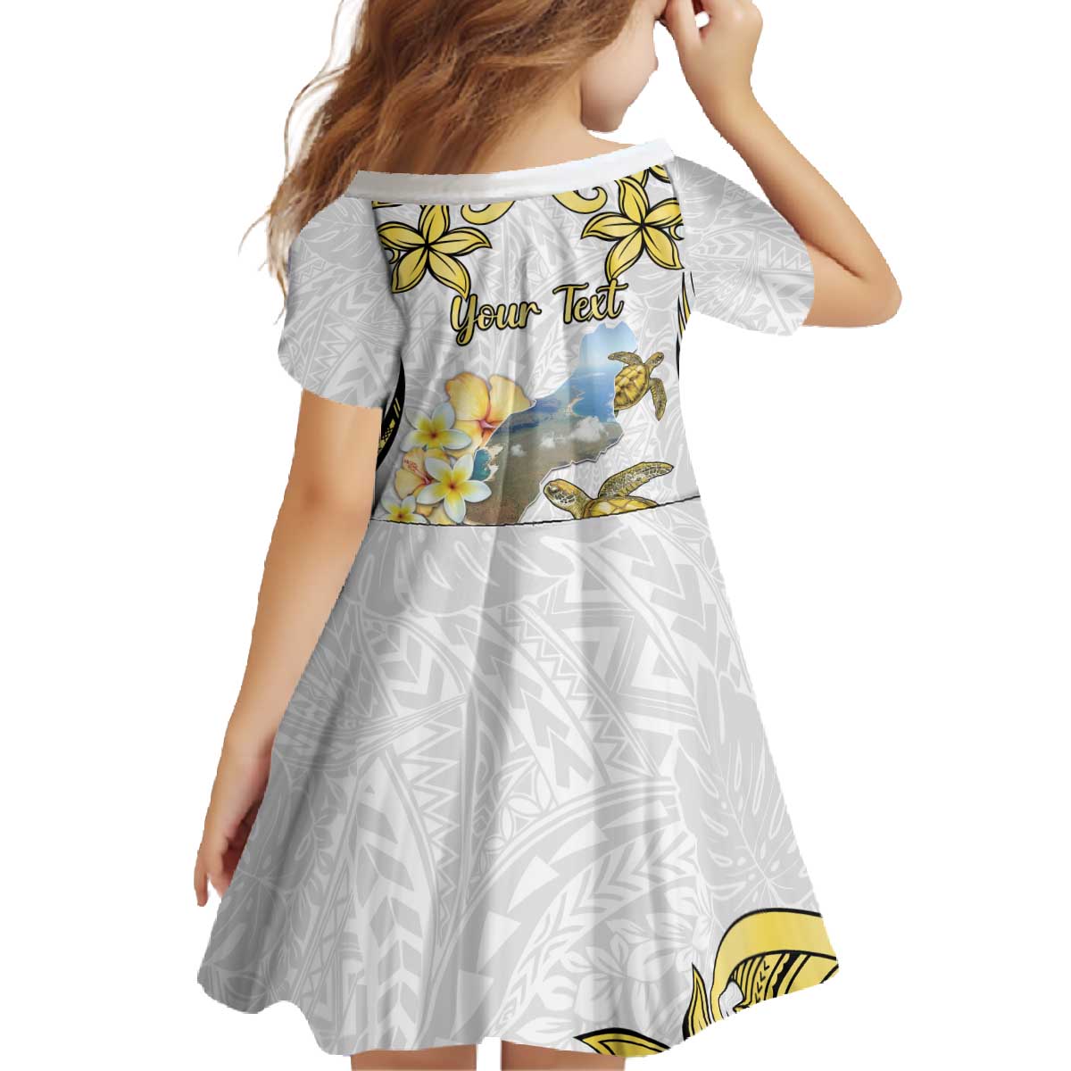 Personalised Aloha Hawaii Niihau Island Family Matching Off The Shoulder Long Sleeve Dress and Hawaiian Shirt Forbidden Isle Map Shell Lei LT14 - Polynesian Pride