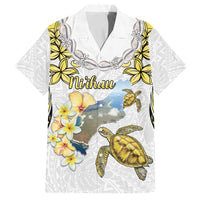 Personalised Aloha Hawaii Niihau Island Family Matching Puletasi and Hawaiian Shirt Forbidden Isle Map Shell Lei