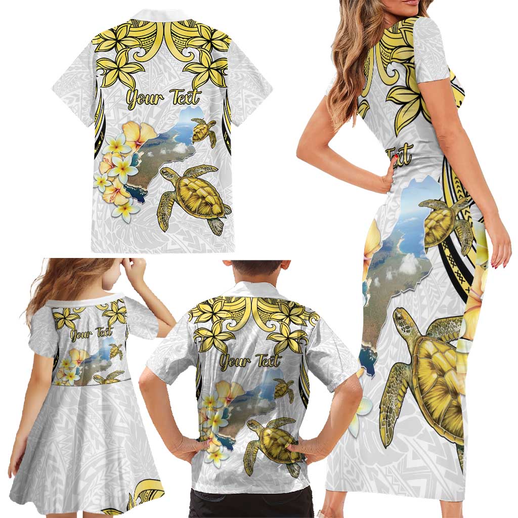 Personalised Aloha Hawaii Niihau Island Family Matching Short Sleeve Bodycon Dress and Hawaiian Shirt Forbidden Isle Map Shell Lei LT14 - Polynesian Pride